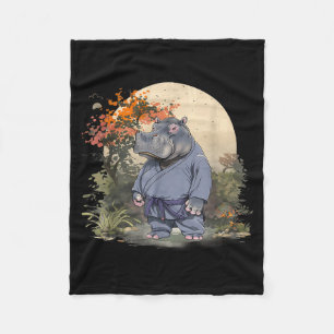 Kickboxing Hippo Martial Arts Karate Jiu-Jitsu MMA Fleece Blanket