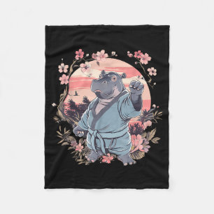 Kickboxing Hippo Martial Arts Karate Jiu-Jitsu MMA Fleece Blanket