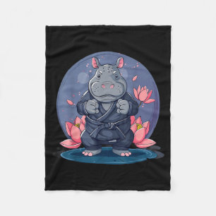Kickboxing Hippo Martial Arts Karate Jiu-Jitsu MMA Fleece Blanket