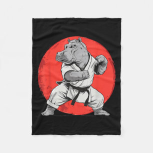 Kickboxing Hippo Martial Arts Karate Jiu-Jitsu MMA Fleece Blanket