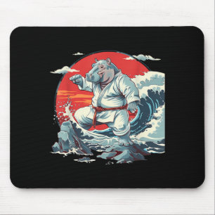 Kickboxing Hippo Martial Arts Karate Jiu-Jitsu MMA Mouse Pad