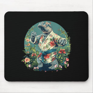 Kickboxing Hippo Martial Arts Karate Jiu-Jitsu MMA Mouse Pad