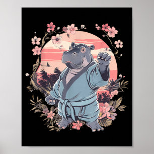 Kickboxing Hippo Martial Arts Karate Jiu-Jitsu MMA Poster