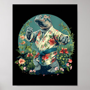 Kickboxing Hippo Martial Arts Karate Jiu-Jitsu MMA Poster
