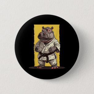Kickboxing Hippo Taekwondo Karate MMA Funny 6 Cm Round Badge