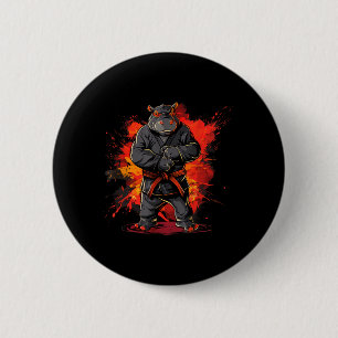 Kickboxing Hippo Taekwondo Karate MMA Funny 6 Cm Round Badge