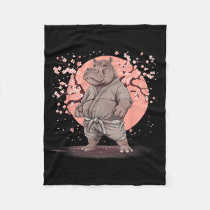 Kickboxing Hippo Taekwondo Karate MMA Funny Fleece Blanket
