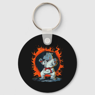 Kickboxing Hippo Taekwondo Karate MMA Funny Key Ring