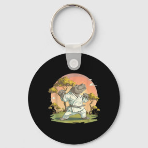 Kickboxing Hippo Taekwondo Karate MMA Funny Key Ring