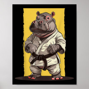 Kickboxing Hippo Taekwondo Karate MMA Funny Poster