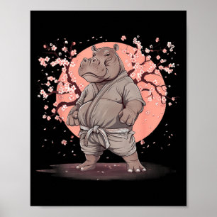 Kickboxing Hippo Taekwondo Karate MMA Funny Poster