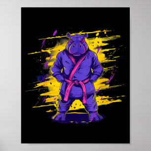 Kickboxing Hippo Taekwondo Karate MMA Funny Poster