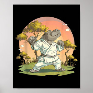 Kickboxing Hippo Taekwondo Karate MMA Funny Poster