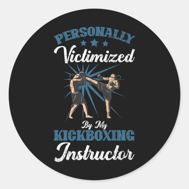 Kickboxing Instructor Funny Kick Boxer Boxing Grap Classic Round Sticker (Front)