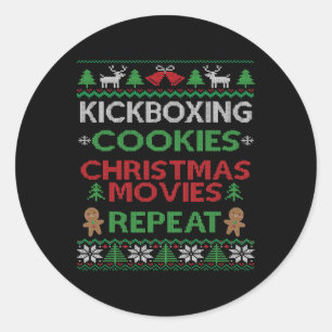 Kickboxing Instructor Gift Kickboxer Ugly Christma Classic Round Sticker