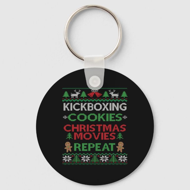 Kickboxing Instructor Gift Kickboxer Ugly Christma Key Ring (Front)