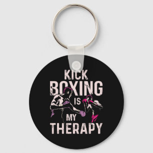 Kickboxing Is My Therapy Funny Kick Boxing Key Ring
