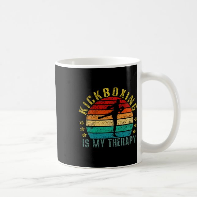 Kickboxing Is My Therapy Funny Retro  Coffee Mug (Right)