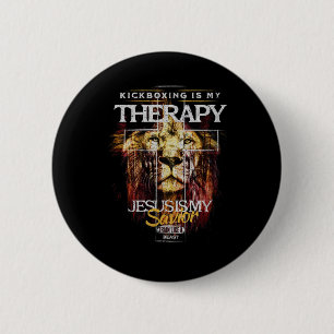 Kickboxing Is My Therapy Jesus My Savior Mma Fight 6 Cm Round Badge