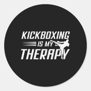 Kickboxing Is My Therapy Kick Boxing Sports Lover Classic Round Sticker