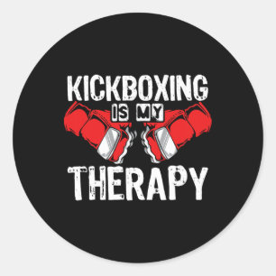 Kickboxing Is My Therapy Mma Kickboxing Kickboxer  Classic Round Sticker