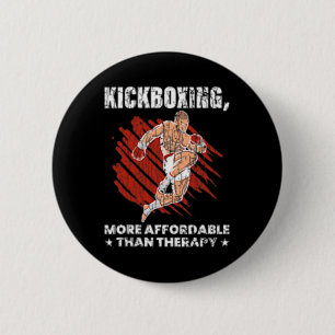 Kickboxing Is Therapy Funny Kick Boxer Boxing Grap 6 Cm Round Badge