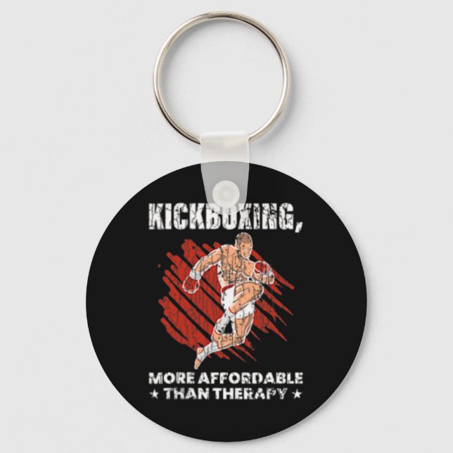 Kickboxing Is Therapy Funny Kick Boxer Boxing Grap Key Ring (Front)