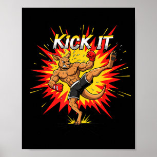 Kickboxing Kangaroo MMA Fighter Martial Arts Poster