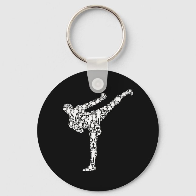 Kickboxing Kickboxer Karate Boys Kids Men Long Key Ring (Front)