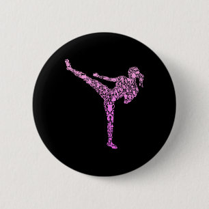 Kickboxing Kickboxer Karate Girls Kids Women 6 Cm Round Badge