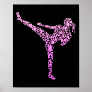 Kickboxing Kickboxer Karate Girls Kids Women  Poster