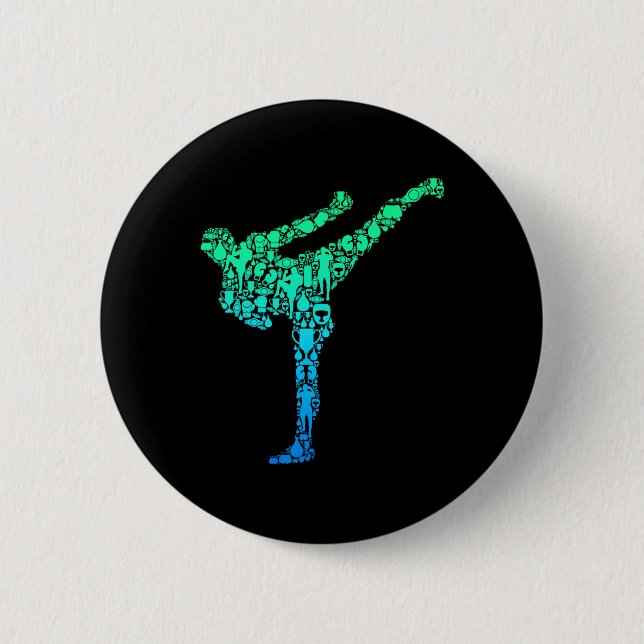 Kickboxing Kickboxer Karate Kids Boys Men  6 Cm Round Badge (Front)