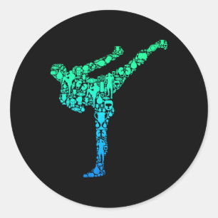 Kickboxing Kickboxer Karate Kids Boys Men  Classic Round Sticker