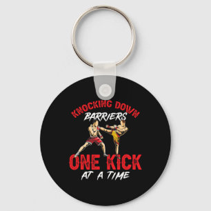 Kickboxing Kickboxer Knocking Down Byrriers One Ki Key Ring