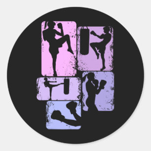 Kickboxing Kickboxer Taekwondo Karate Girls Women Classic Round Sticker