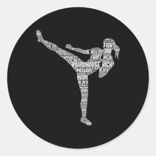 Kickboxing Kickboxer Taekwondo Karate Girls Women Classic Round Sticker