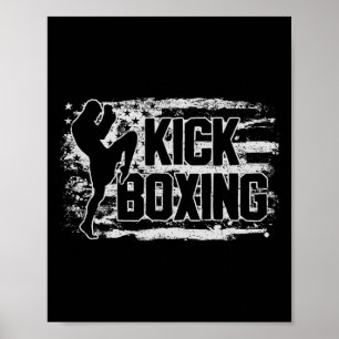 Kickboxing Kickboxer Usa American Flag Gift Women  Poster
