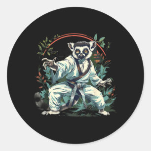 Kickboxing Lemur Martial Arts Karate Jiu-Jitsu MMA Classic Round Sticker