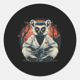 Kickboxing Lemur Taekwondo Karate MMA Funny Classic Round Sticker