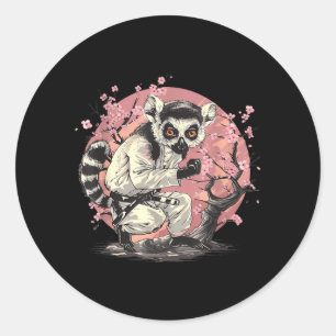 Kickboxing Lemur Taekwondo Karate MMA Funny Classic Round Sticker