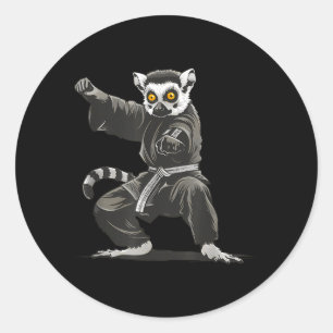 Kickboxing Lemur Taekwondo Karate MMA Funny Classic Round Sticker