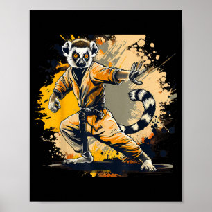 Kickboxing Lemur Taekwondo Karate MMA Funny Poster