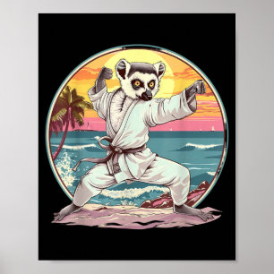 Kickboxing Lemur Taekwondo Karate MMA Funny Poster