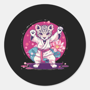 Kickboxing Leopard Taekwondo Karate Mma Martial Ar Classic Round Sticker