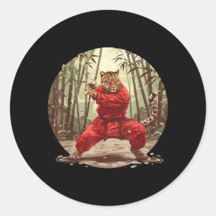 Kickboxing Leopard Taekwondo Karate MMA Martial Classic Round Sticker