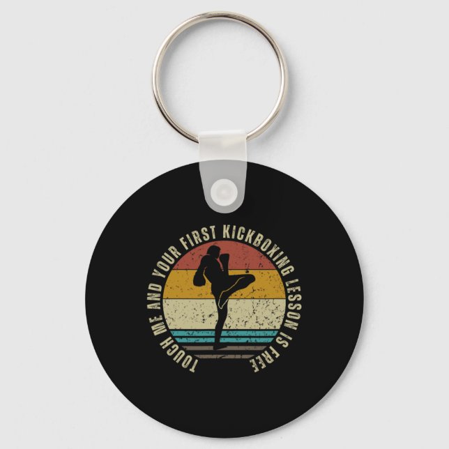Kickboxing Lesson For Free Coach Funny Kickboxer _ Key Ring (Front)