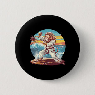Kickboxing Lion Beach Sunset Jiu-jitsu Taekwondo L 6 Cm Round Badge