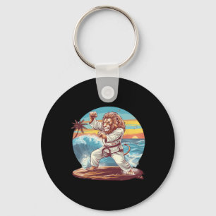 Kickboxing Lion Beach Sunset Jiu-jitsu Taekwondo L Key Ring