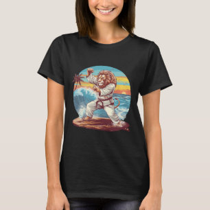Kickboxing Lion Beach Sunset Jiu-jitsu Taekwondo L T-Shirt
