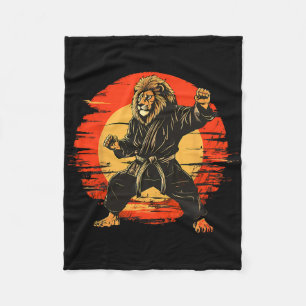 Kickboxing Lion Taekwondo Mma Judo Artwork Martial Fleece Blanket